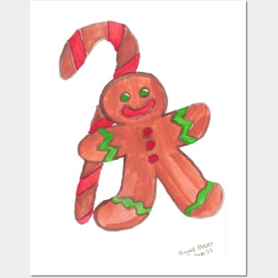 Gingerbread Person Watercolor Posters and Art